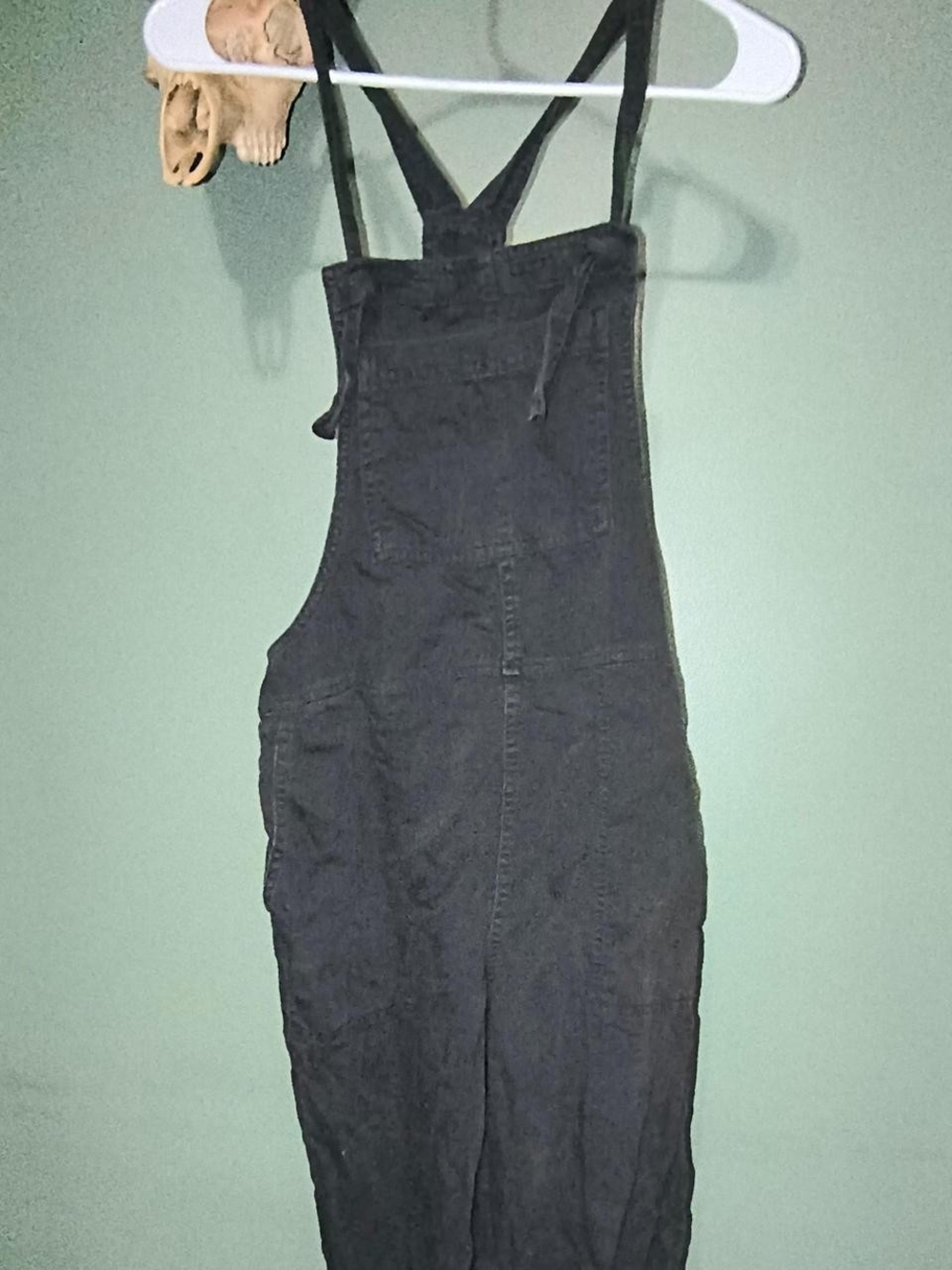aerie Black Denim Overalls with Crossback Straps